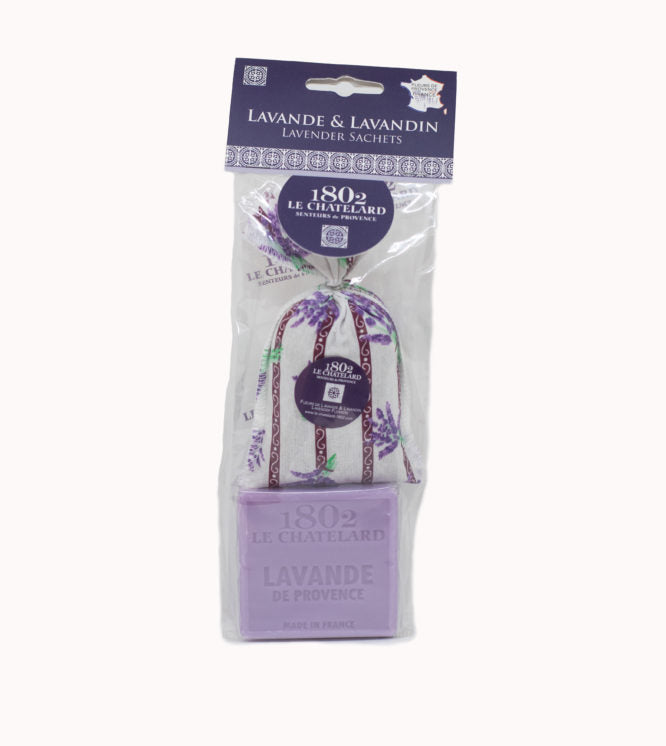 Set 1 sacchettino profumato alla Lavanda 18g + 1 sapone
