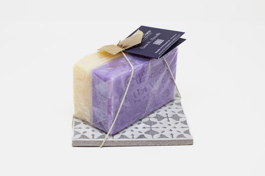 Porta sapone quadrato con sapone Lavanda e Latte di Capra