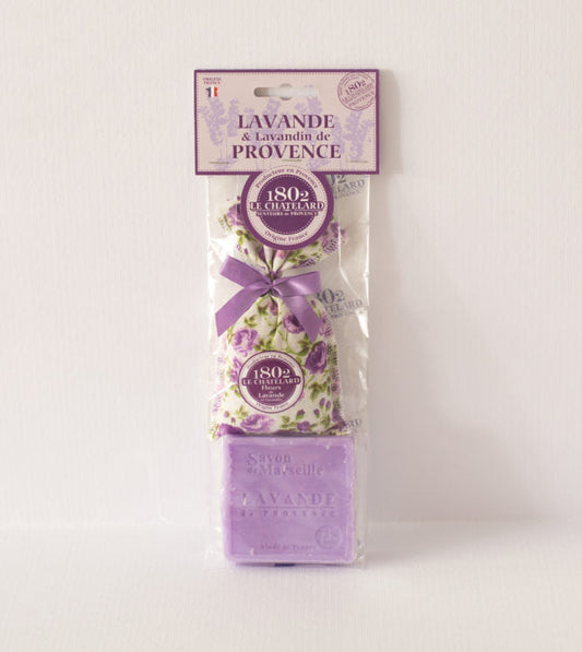 Set 1 sacchettino profumato alla Lavanda 18g + 1 sapone