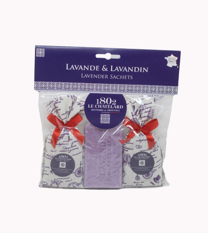 Set 2 sacchettini profumati alla Lavanda 18g + 1 sapone