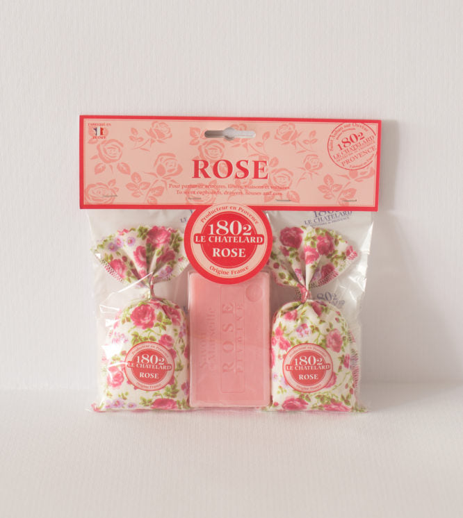 Set 2 sacchettini profumati alla Rosa + 1 sapone